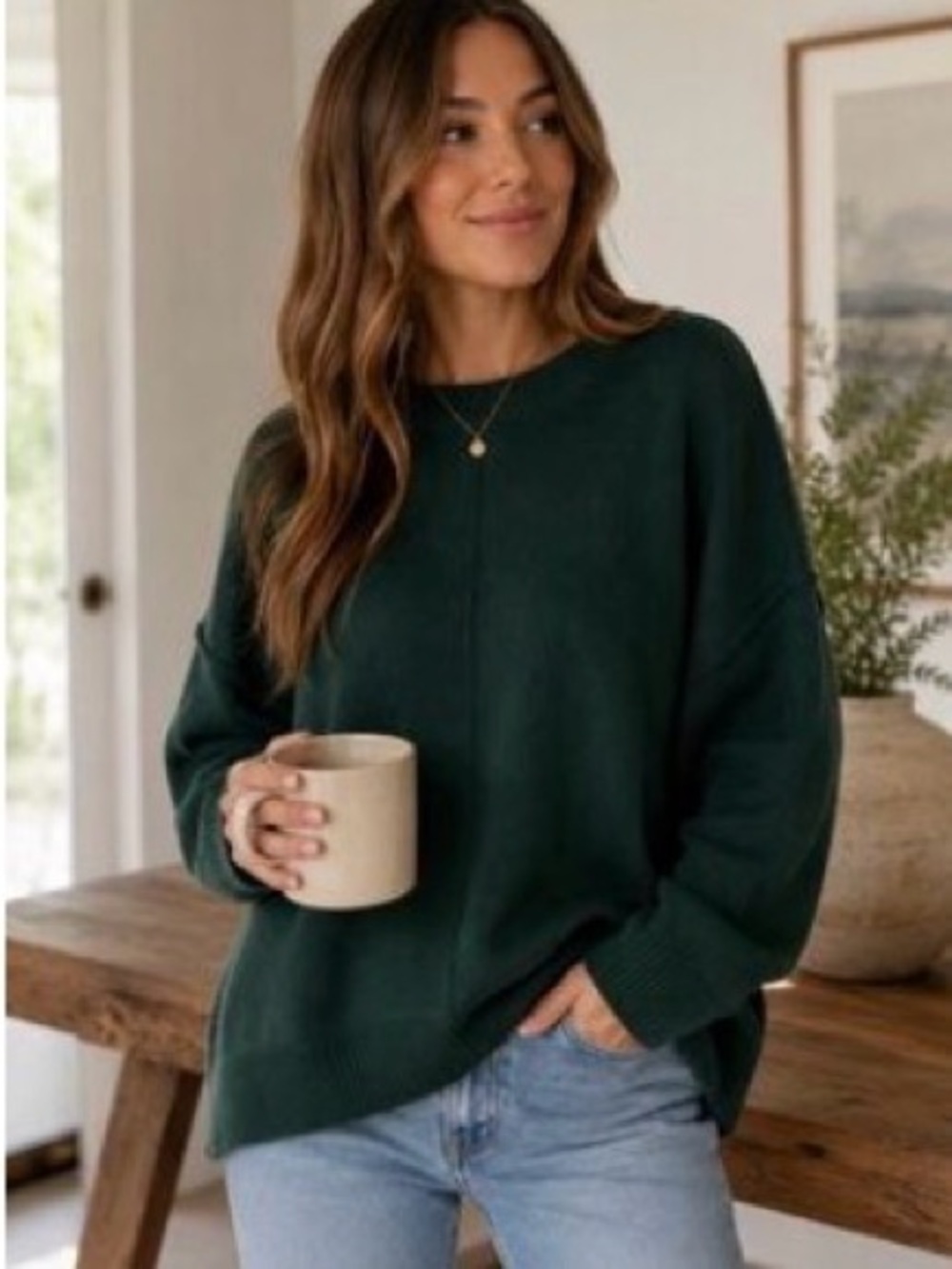 Vince Camuto Dark Green Crewneck Sweater